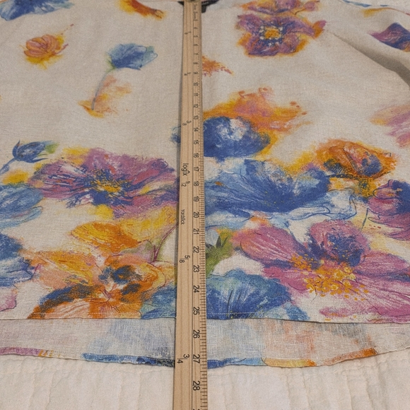 NWT Ali Miles Top Linen & Cotton Watercolor Floral Artsy Lagenlook Womens Large - Picture 14 of 16